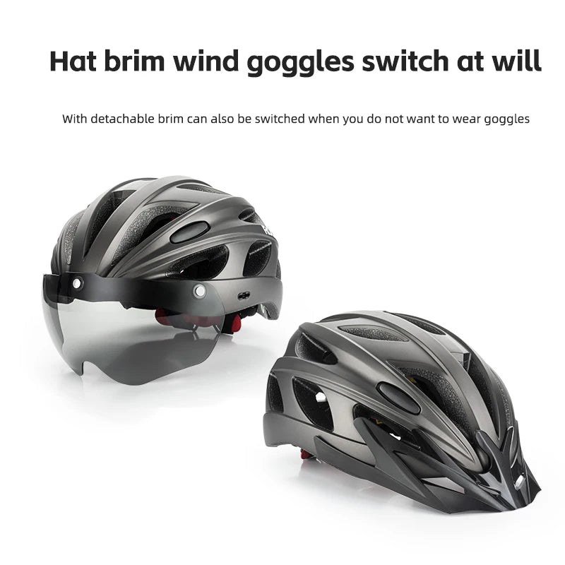 Rockbros Lightweight Cycling Helmet With Goggles For Road And Mountain