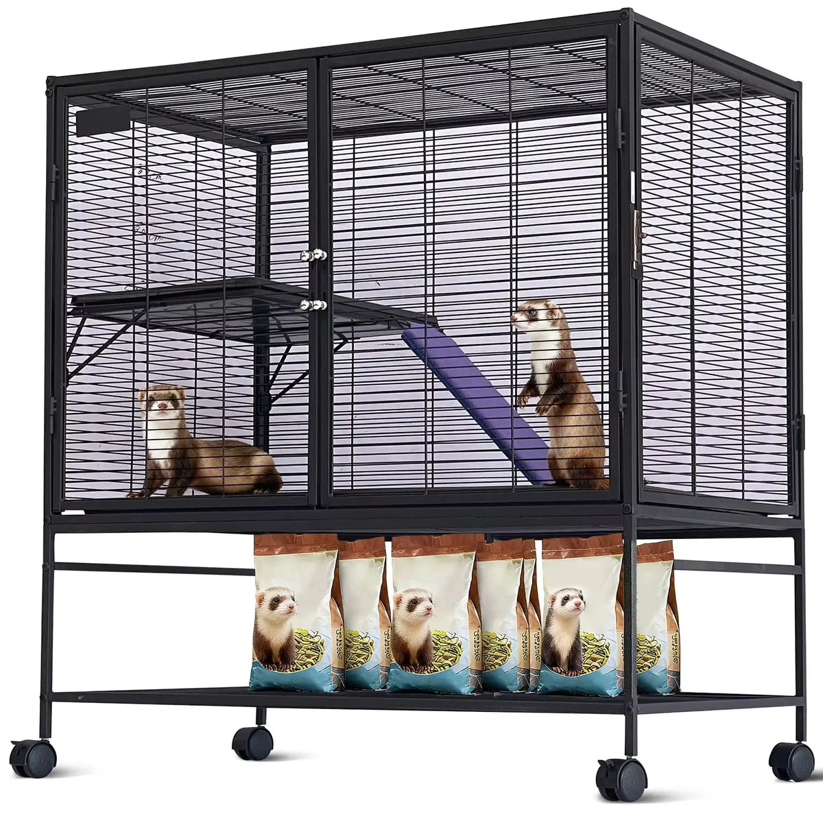 HiMISS Small Animal Cage with Removable Ramp and Tray