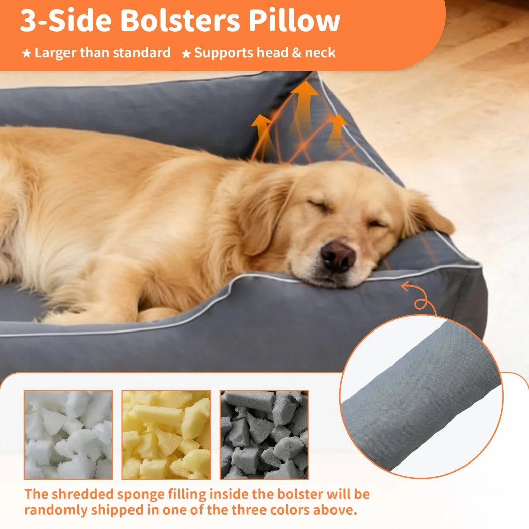 BORWART Orthopedic Dog Bed Sofa With Bolster Sides Washable Cover