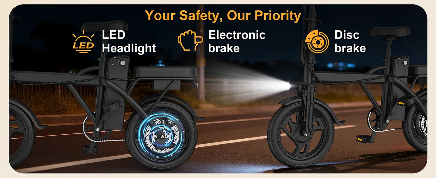 Ladped Foldable Dual Seat Electric Bike With 500W Motor
