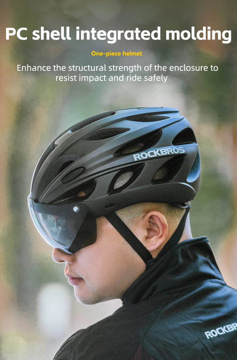 Rockbros Lightweight Cycling Helmet With Goggles For Road And Mountain