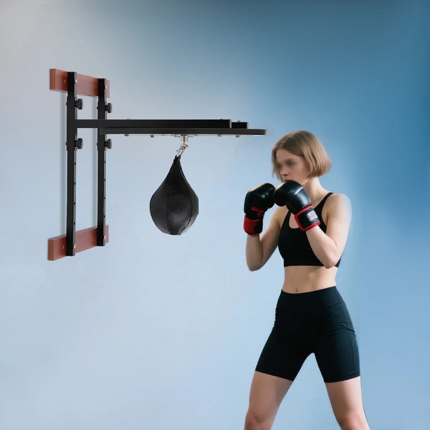 Adjustable Wall Mounted Speed Bag Platform With Pu Boxing Ball