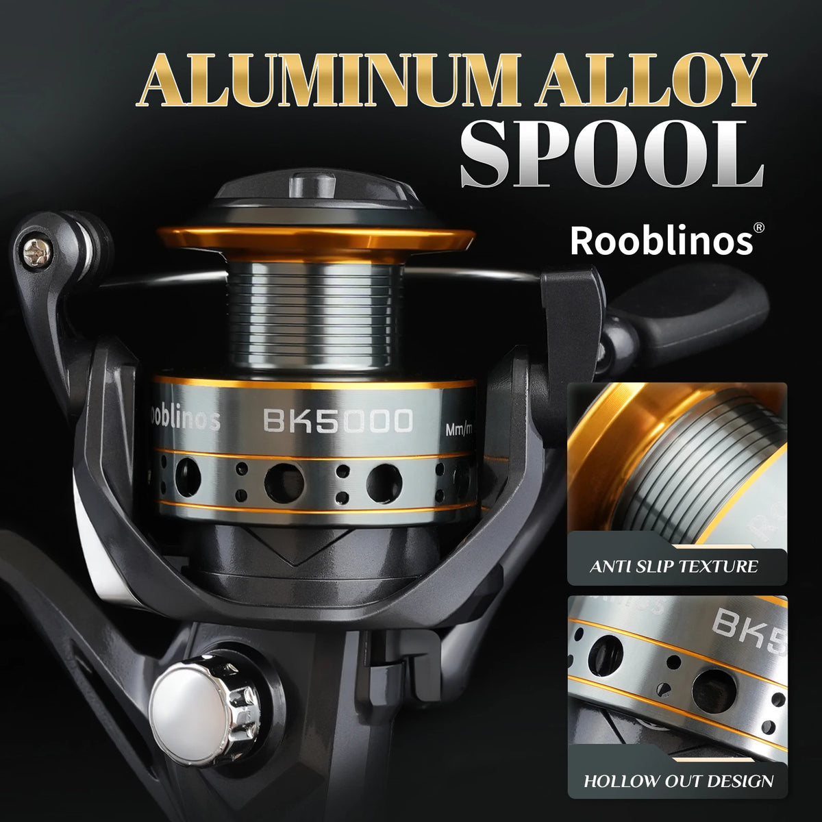 Rooblinos Spinning Fishing Reel With Smooth Drag And Five Bearings