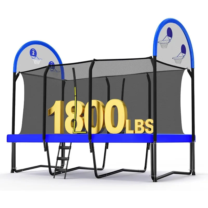 Zupapa 1800LBS Weight Capacity Rectangle Trampoline 10x17FT 9X15FT 8X14FT Outdoor Square Gymnastics Trampolines