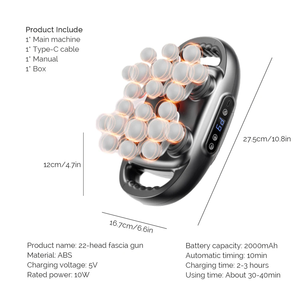 Foreverlily 16 Head Fascia Gun Full Body Massager With 9 Modes