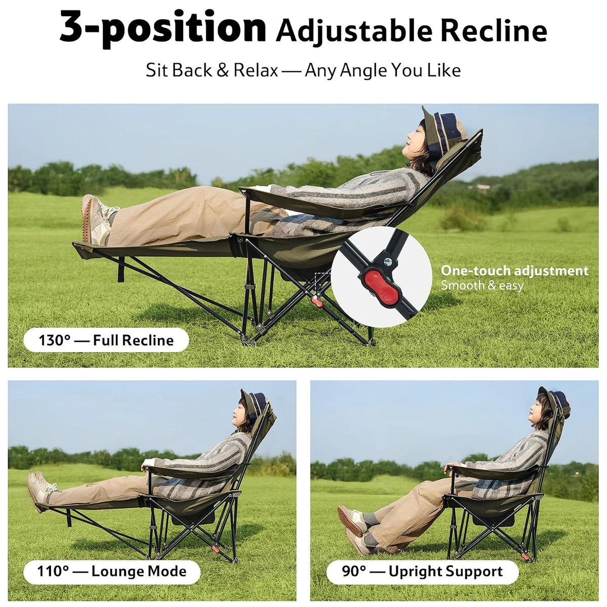Naturehike Adjustable Folding Reclining Camping Chair With Footrest