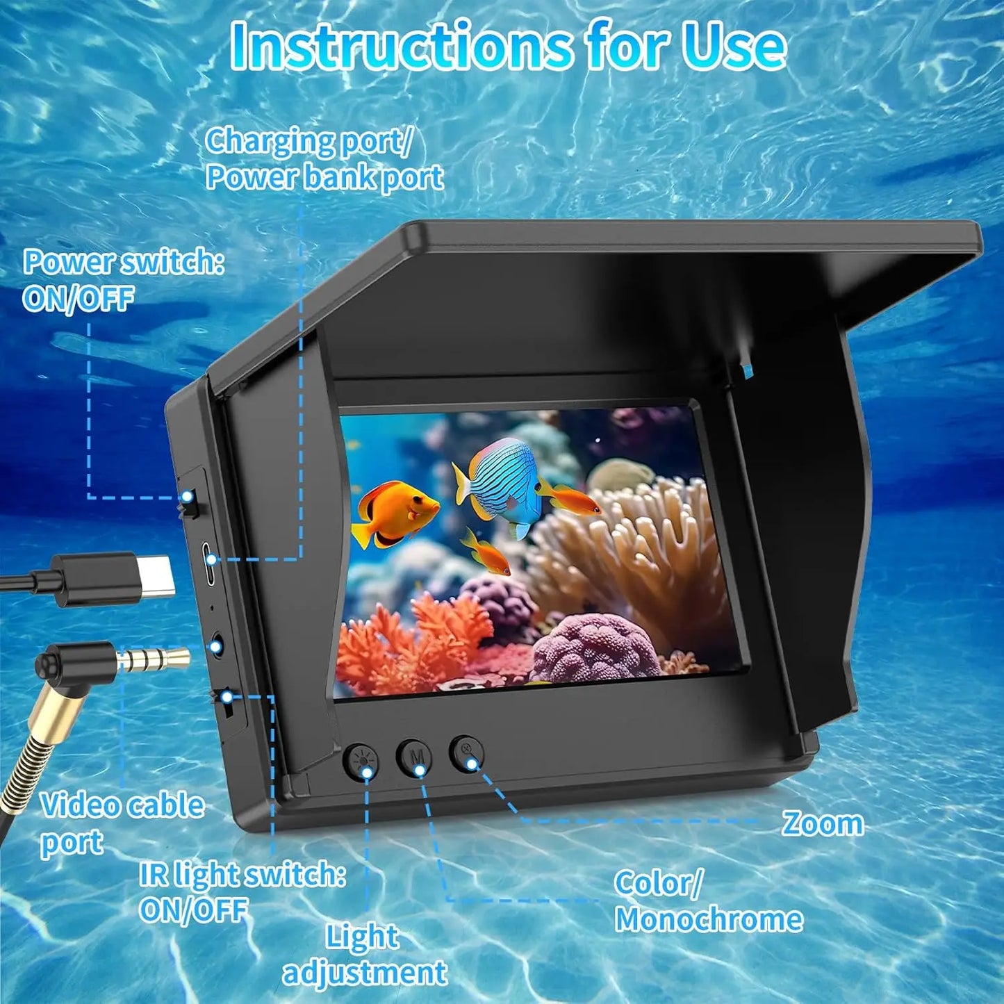 Waterproof Underwater Fishing Camera With 1080P HD Night Vision