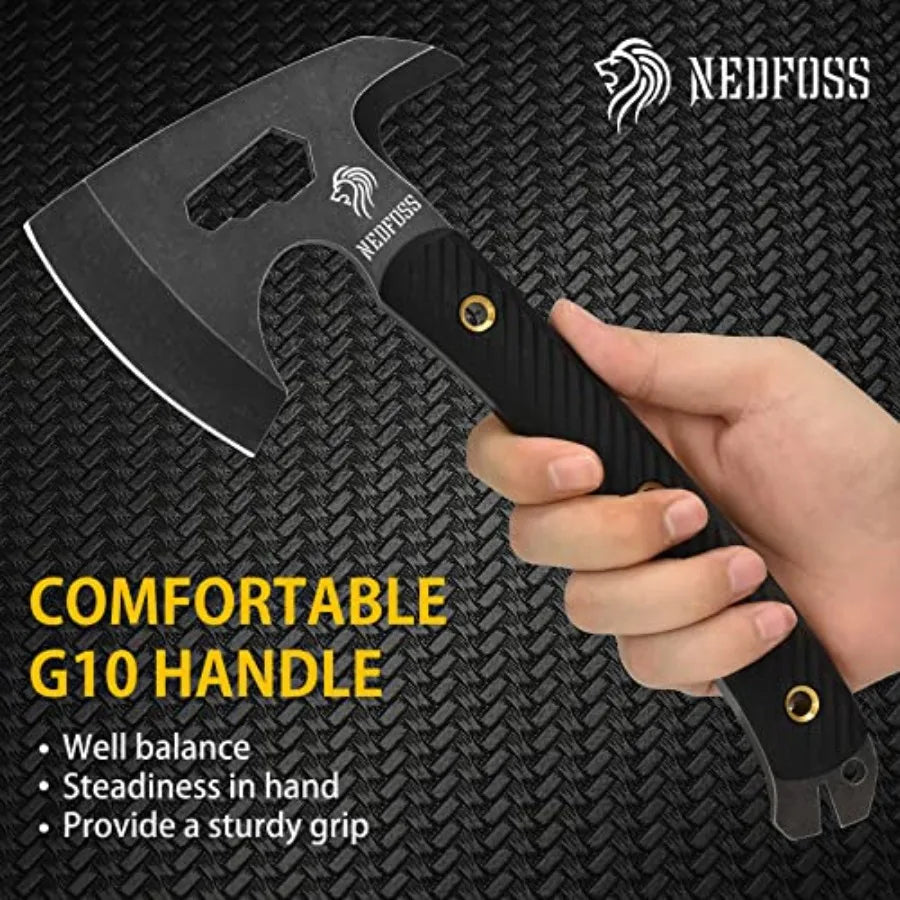 Bison Tactical Hatchet With Leather Sheath And G10 Handle