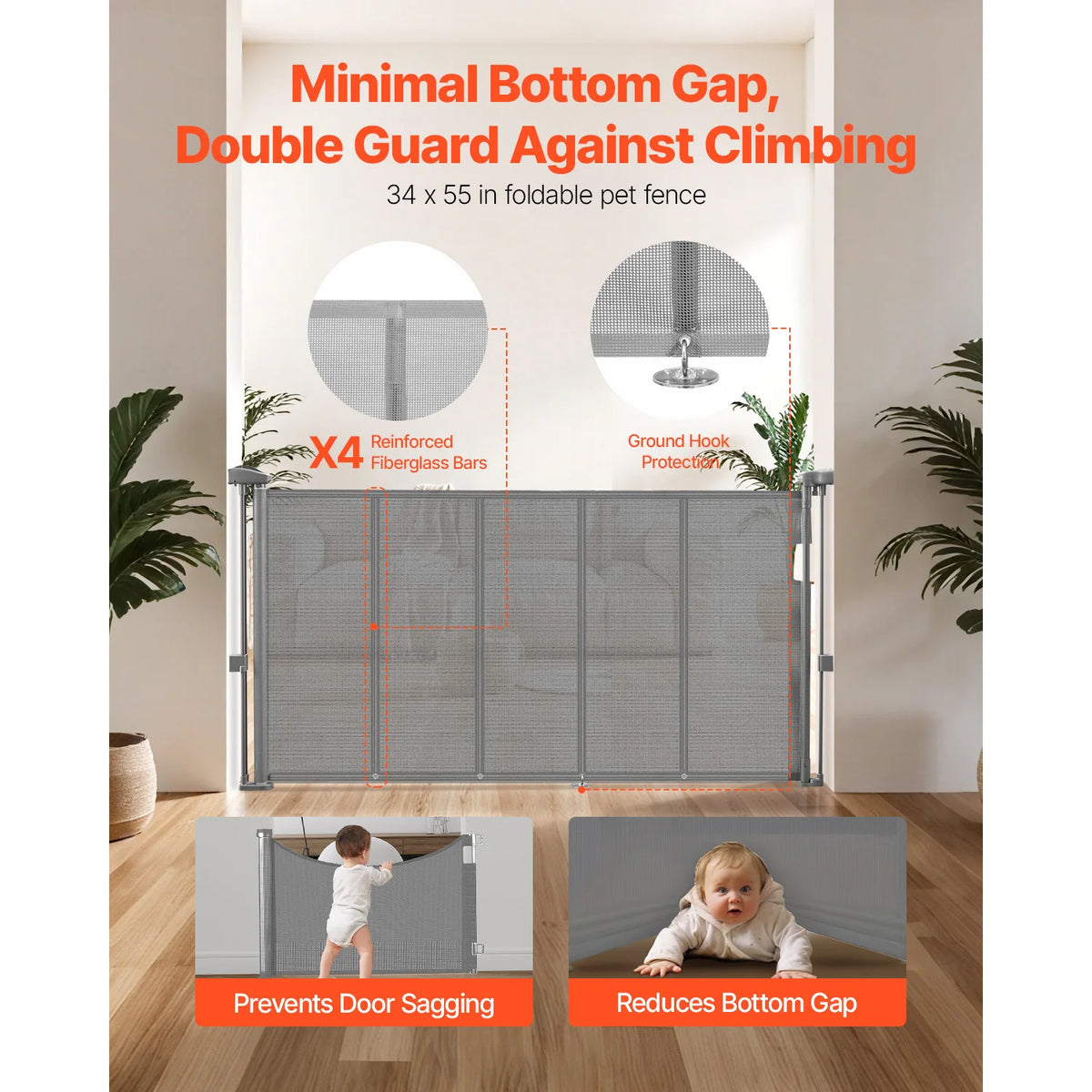 SucceBuy Retractable Baby Gate for Kids and Pets Easy Installation