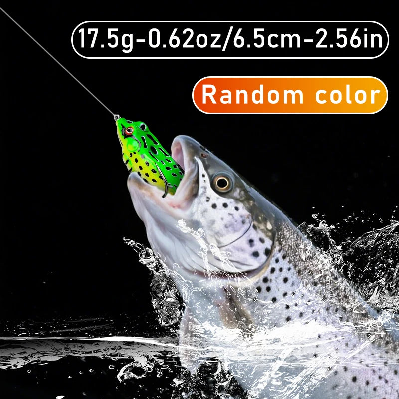 Topwater Frog Soft Plastic Fishing Lures With Treble Hooks