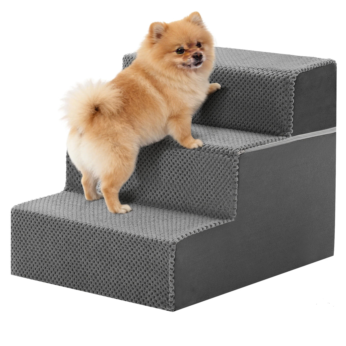 JHK Curved Foam Dog Stairs Non Slip Indoor Pet Ramp