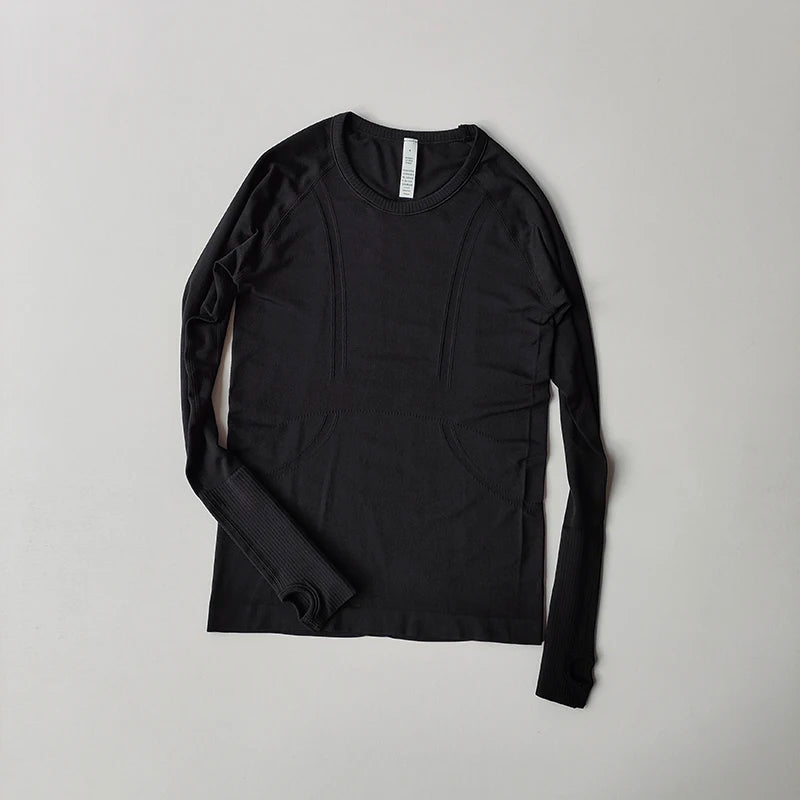 Women's Seamless Yoga Top Round Neck Long Sleeve Fitness Shirt