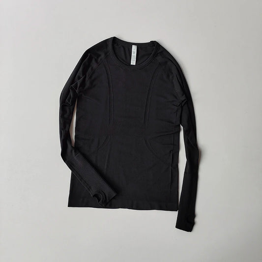 Women's Seamless Yoga Top Round Neck Long Sleeve Fitness Shirt