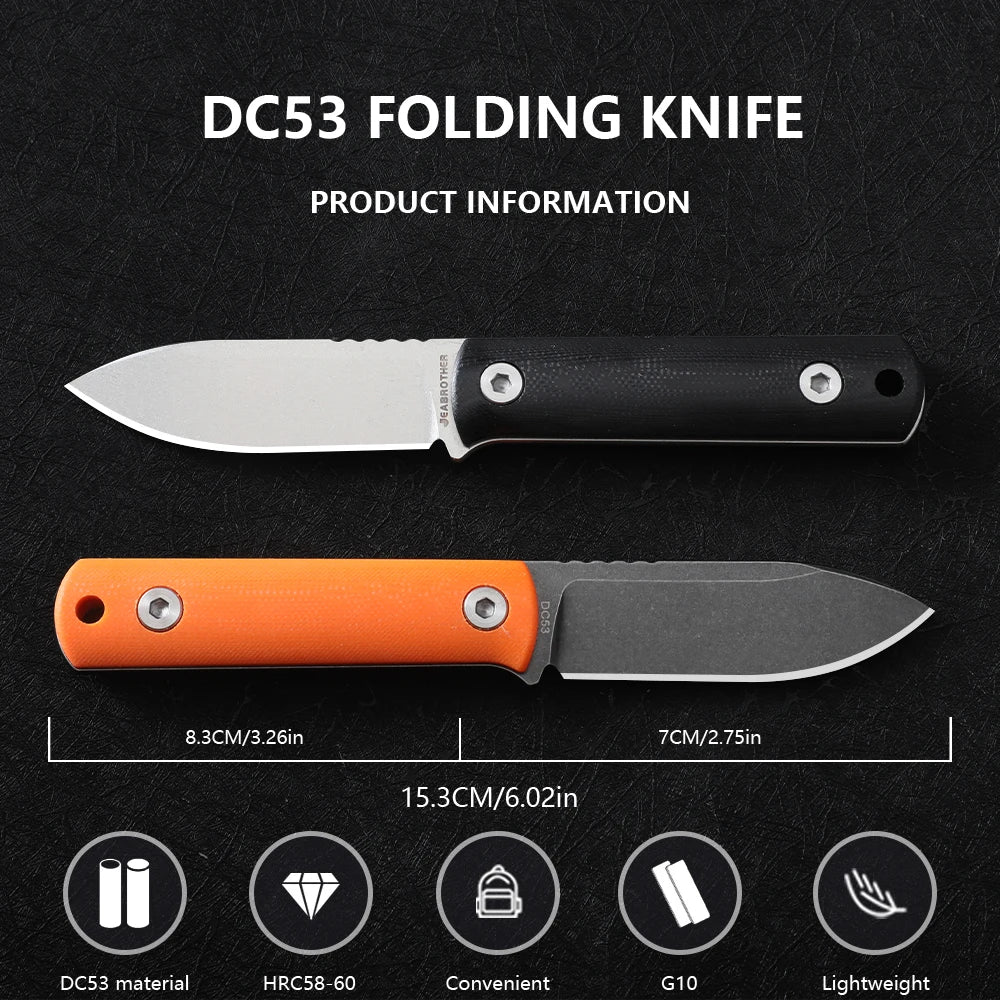 DC53 Steel Portable Fixed Knife With G10 Handle And Sheath