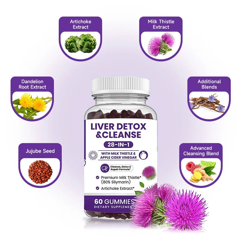 Liver Cleanse And Detox Gummies With Milk Thistle Support