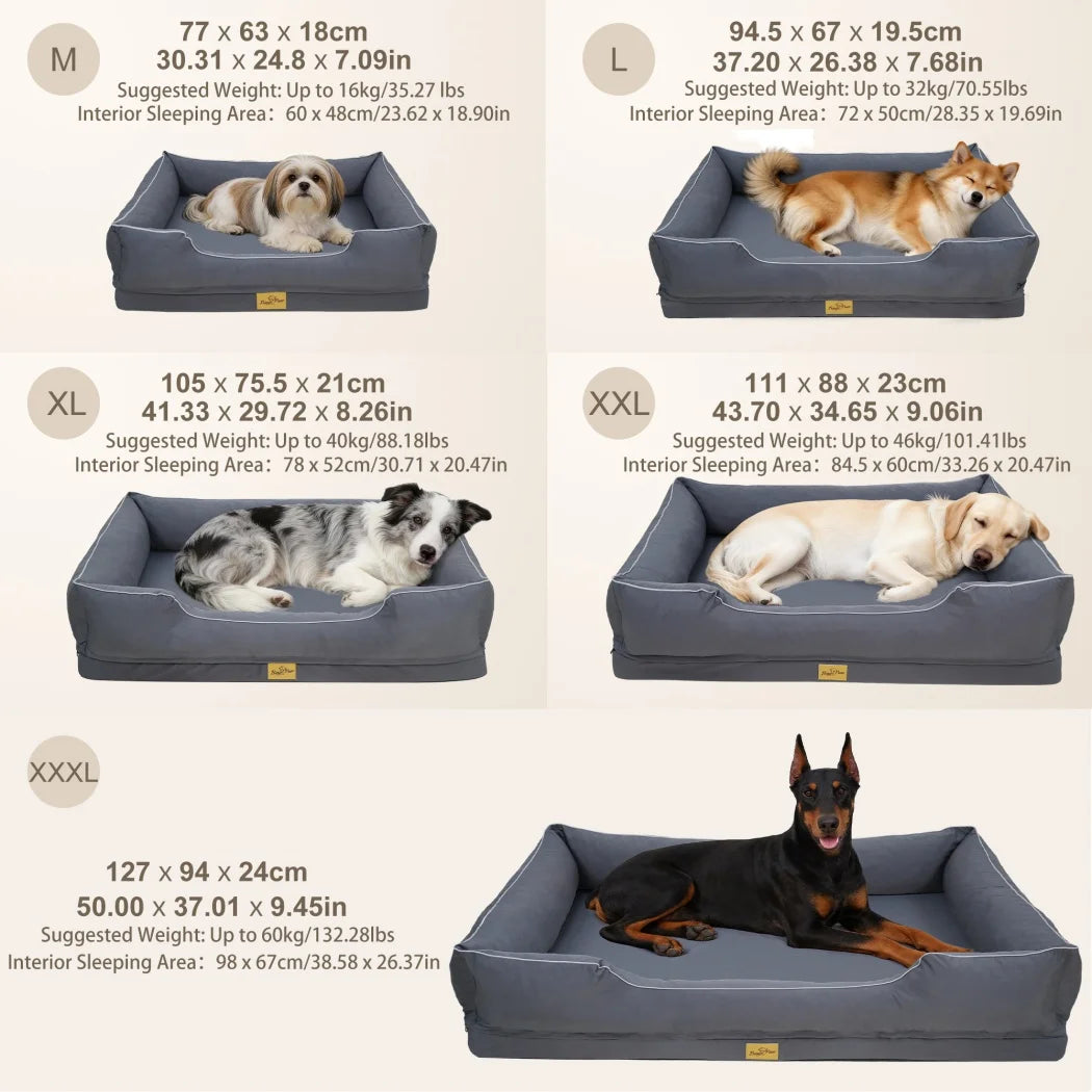 BORWART Orthopedic Dog Sofa Bed With Bolster And Waterproof Liner