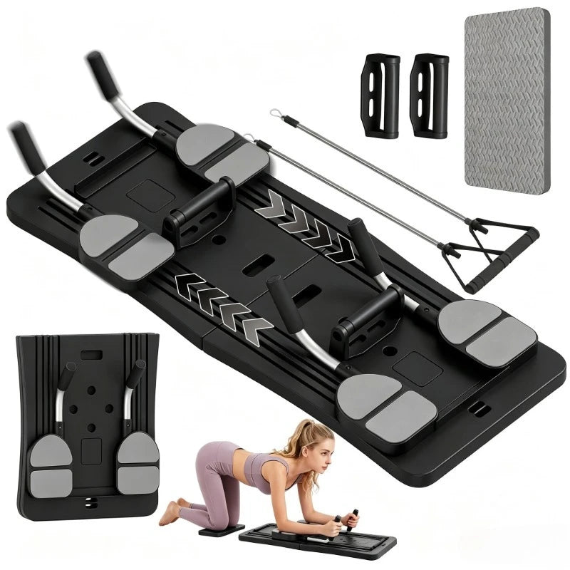 Portable Foldable Workout Board With Resistance Bands And Handles