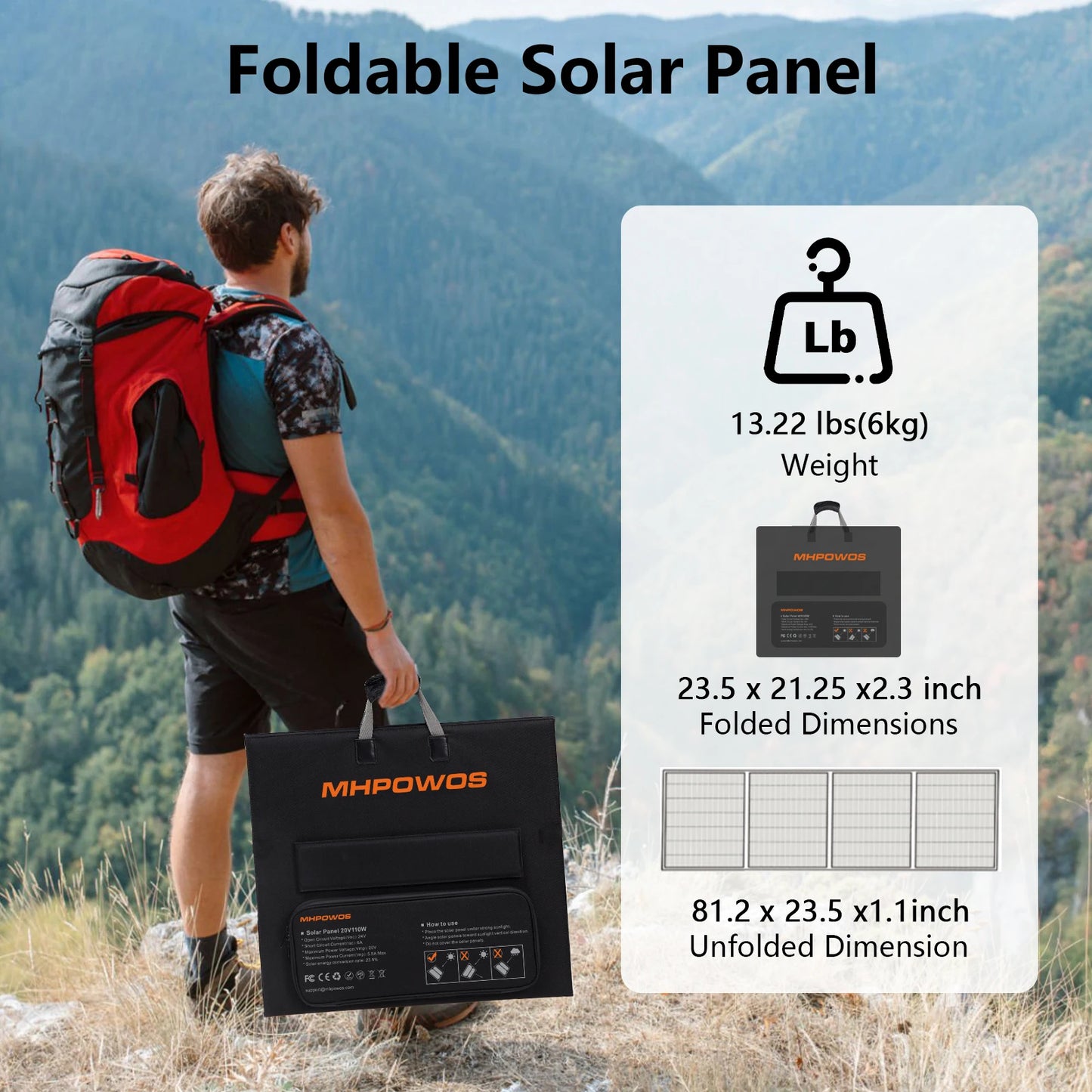 MHPOWOS Portable Foldable Solar Panel Waterproof 220W Charger