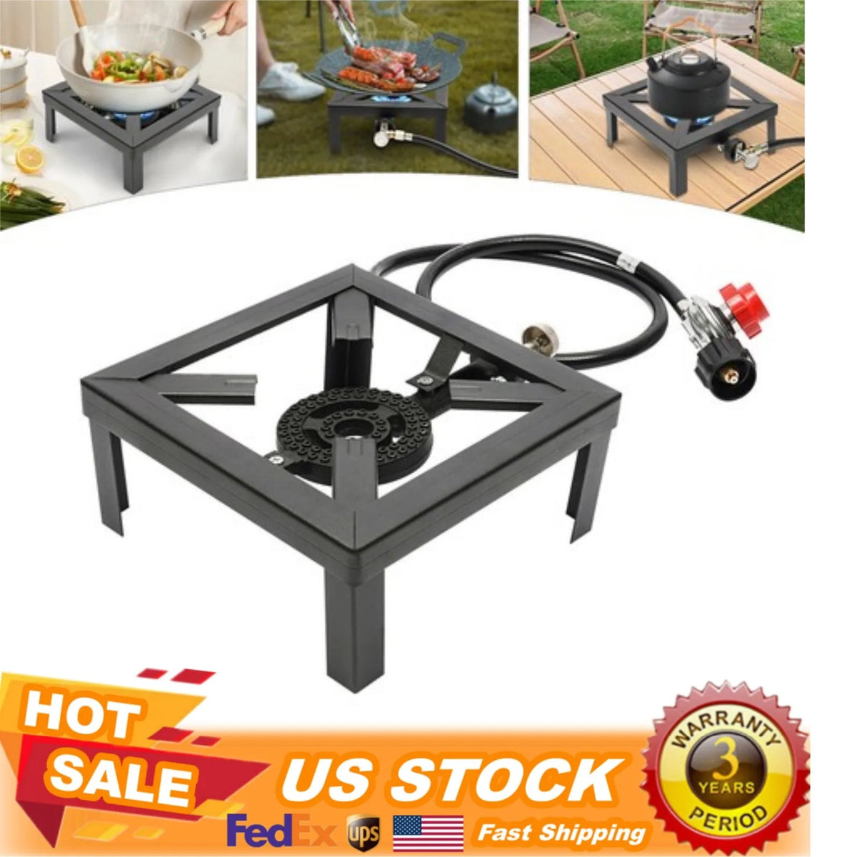 Portable Propane Camping Stove With Adjustable Pressure Control