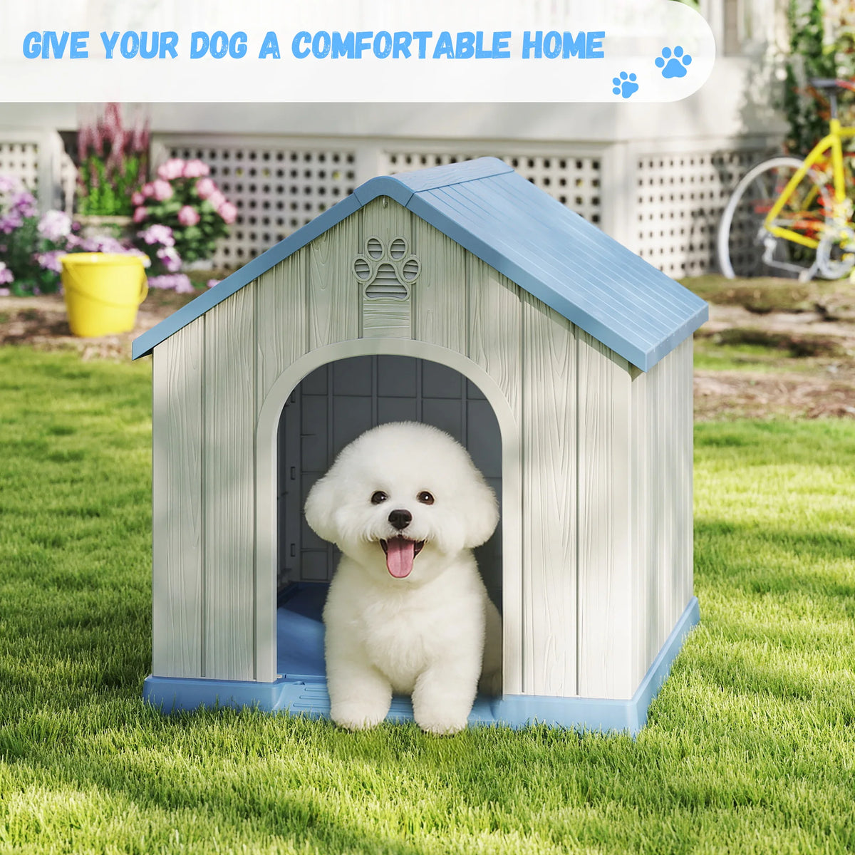 Weatherproof Plastic Dog House for Indoor and Outdoor Use