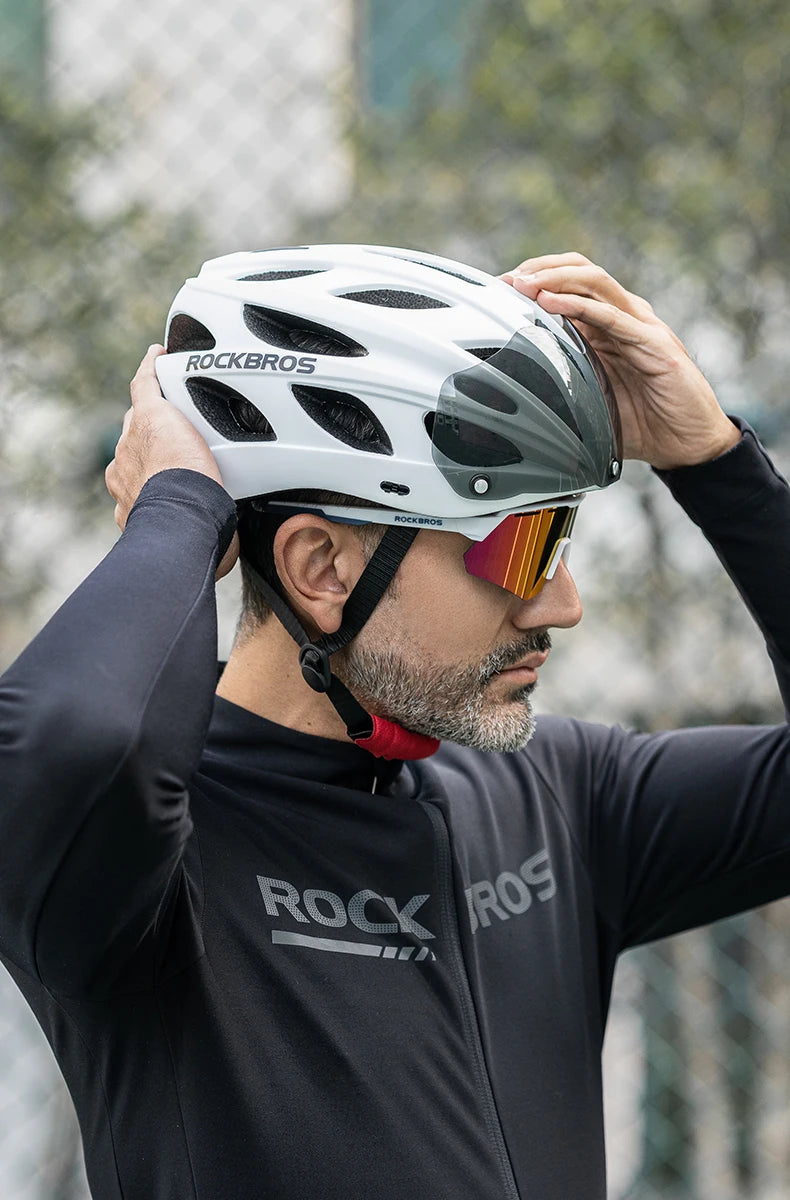 Rockbros Lightweight Cycling Helmet With Goggles For Road And Mountain