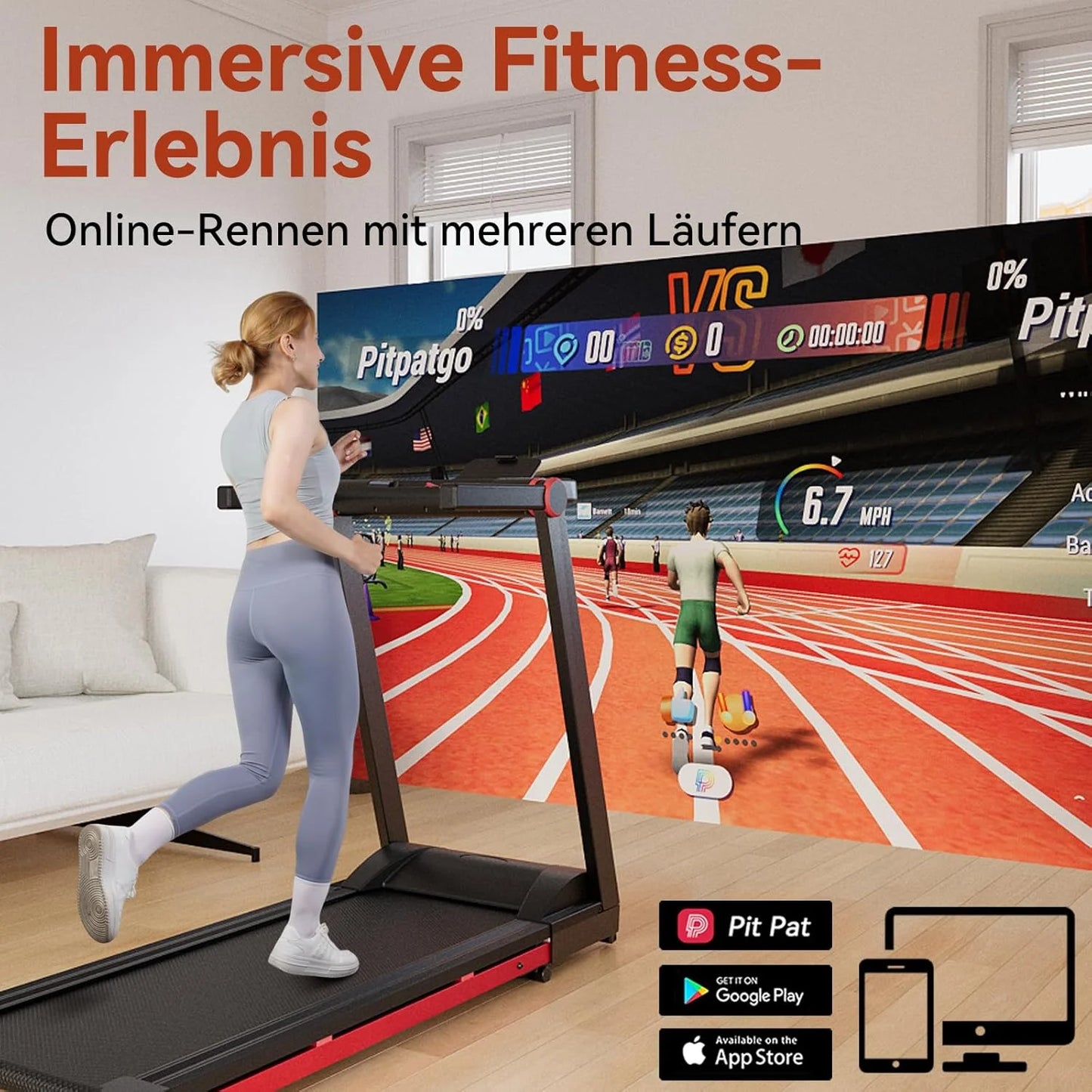 Superun 3.5HP Foldable Treadmill With 6 Percent Incline App Control