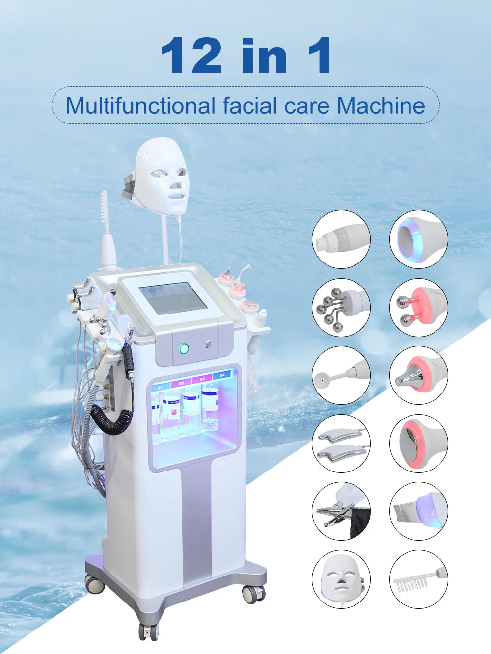 AOKO 12 In 1 Aqua Peeling Oxygen Facial Machine Skincare