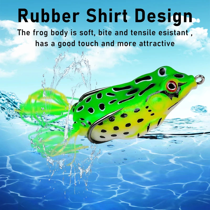 Topwater Frog Soft Plastic Fishing Lures With Treble Hooks