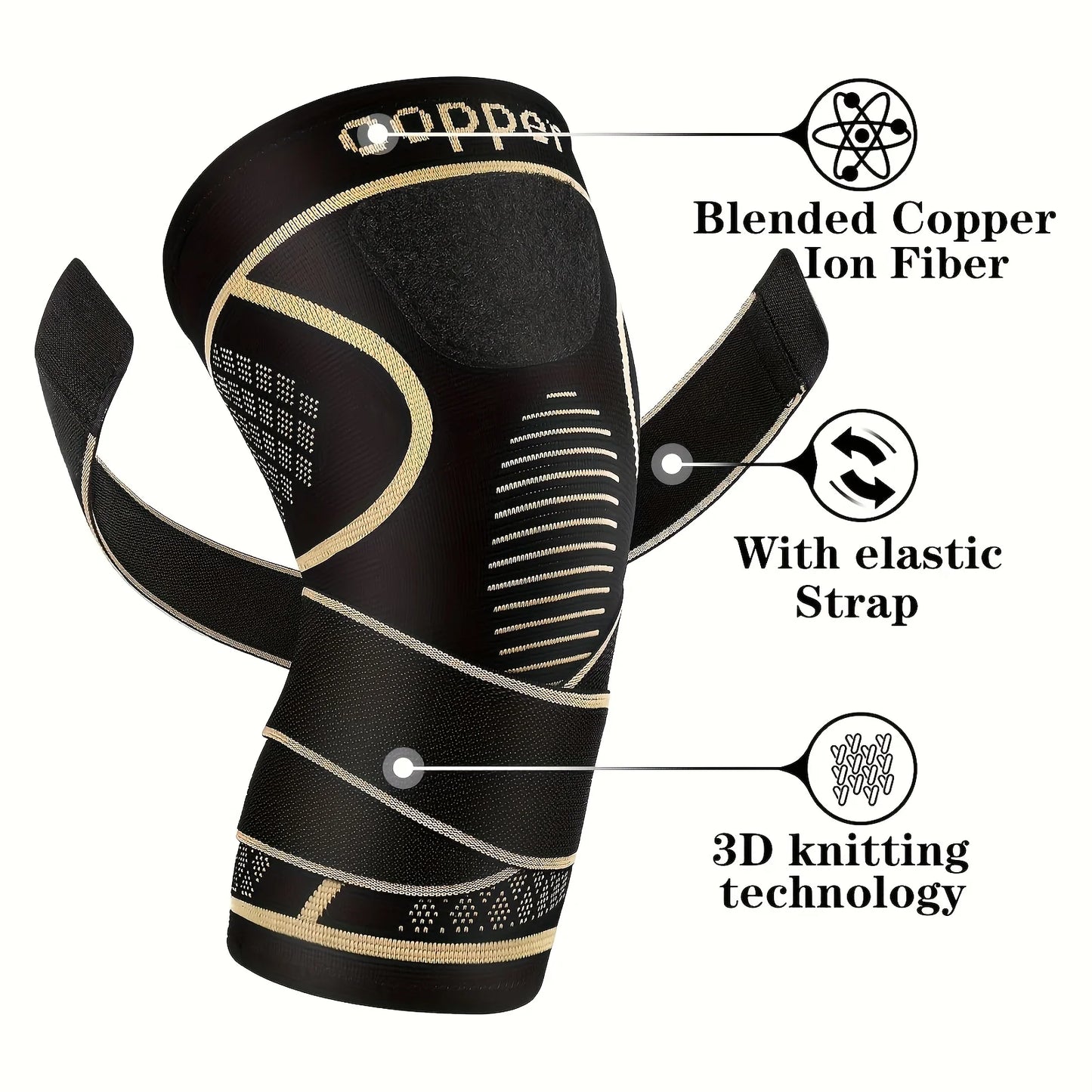 Copper Knee Sleeves With Straps For Sports And Fitness