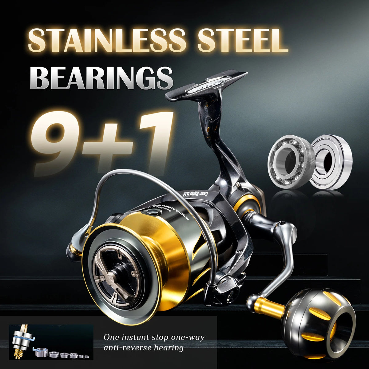 ROOBLINOS Saltwater Spinning Reel for Surf Fishing Aluminum Construction
