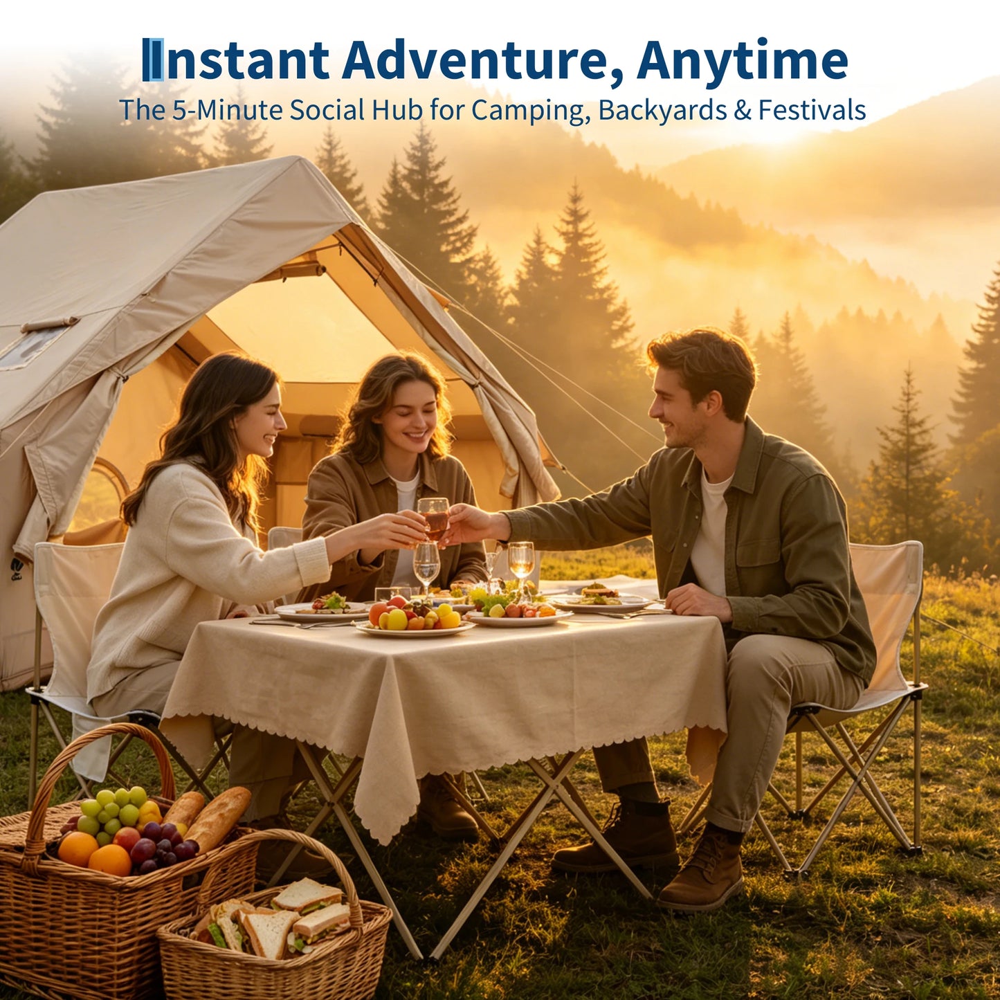 Spacious Waterproof Inflatable Camping Tent Oxford Fabric Family Shelter