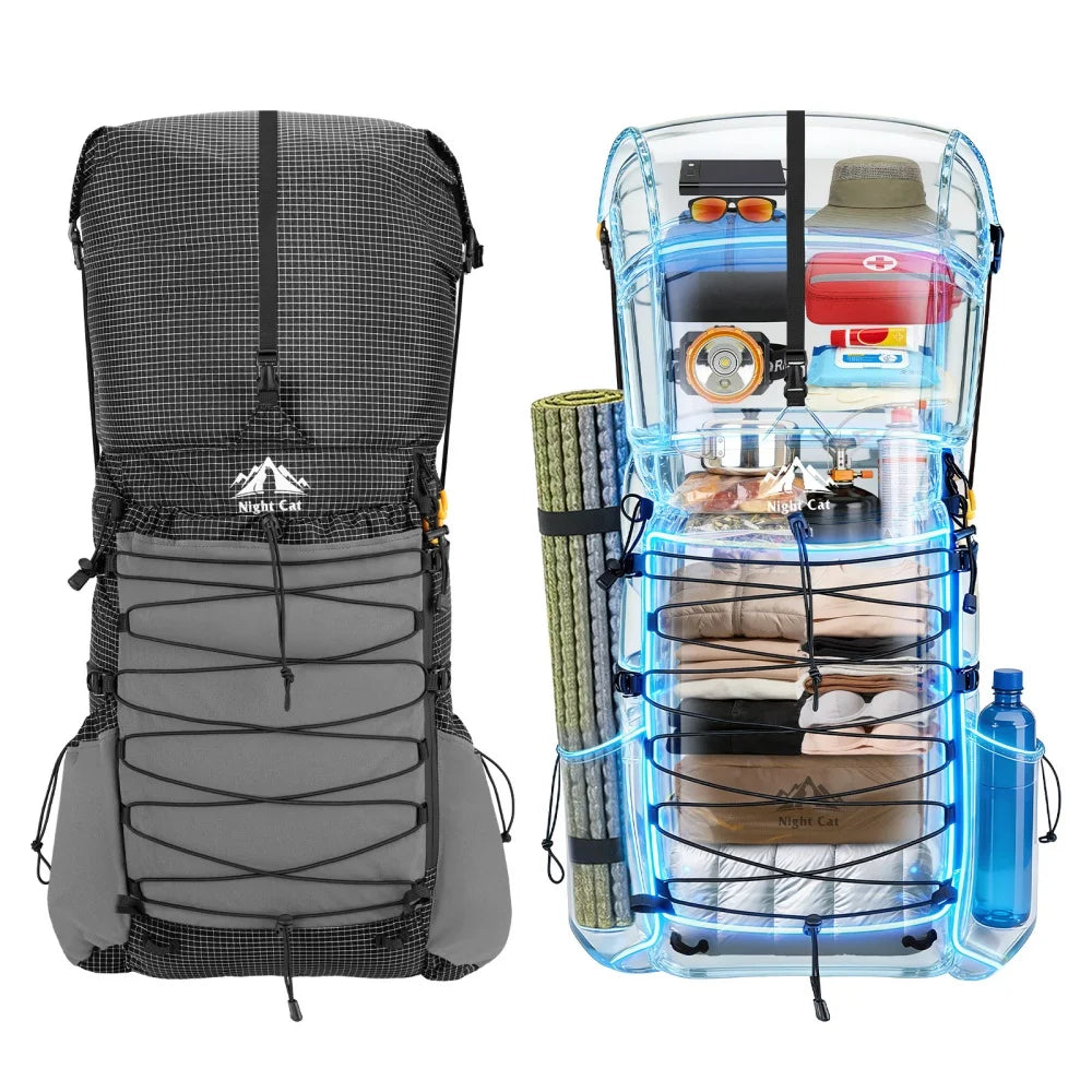 Night Cat Internal Frame Hiking Backpack With Rain Cover