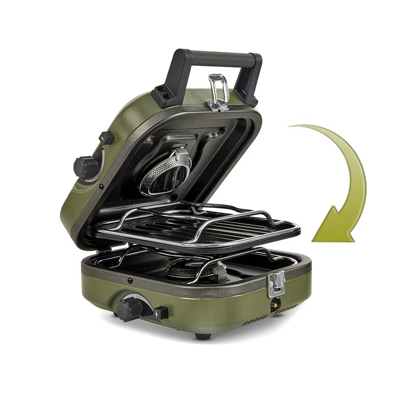 Naturehike Two Burner Portable Folding Gas Camping Stove With Griddle