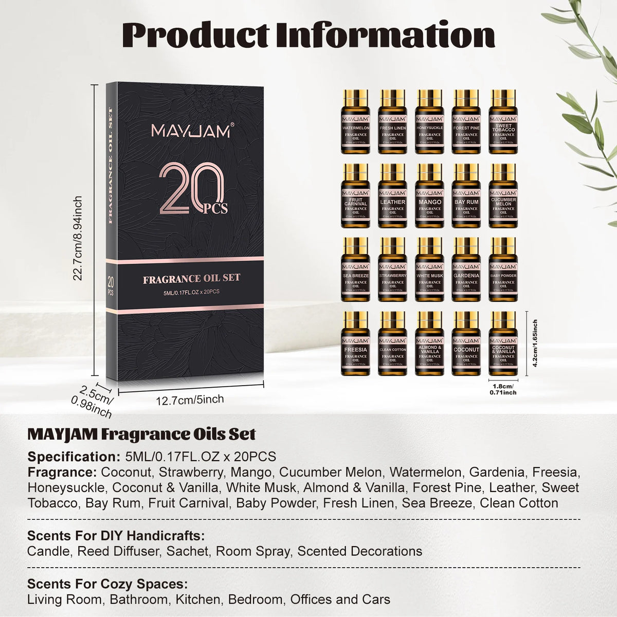MAYJAM Fragrance Oil Set for Diffusers, Candle and Soap Making