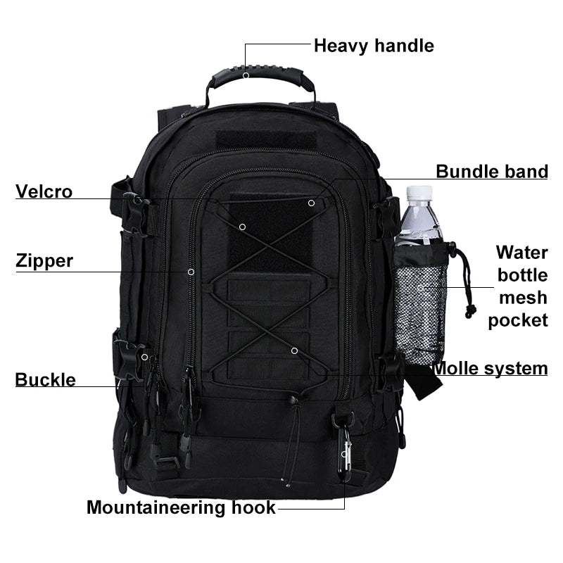 LQARMY Military Tactical Backpack Molle Rucksack Outdoor Travel