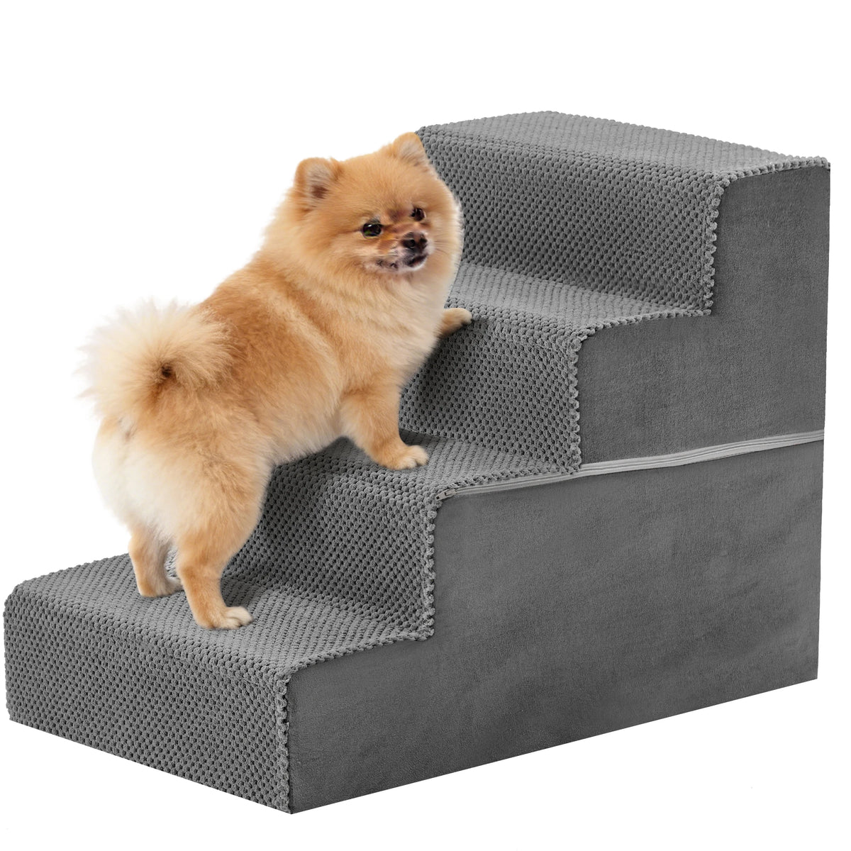 JHK Curved Foam Dog Stairs Non Slip Indoor Pet Ramp