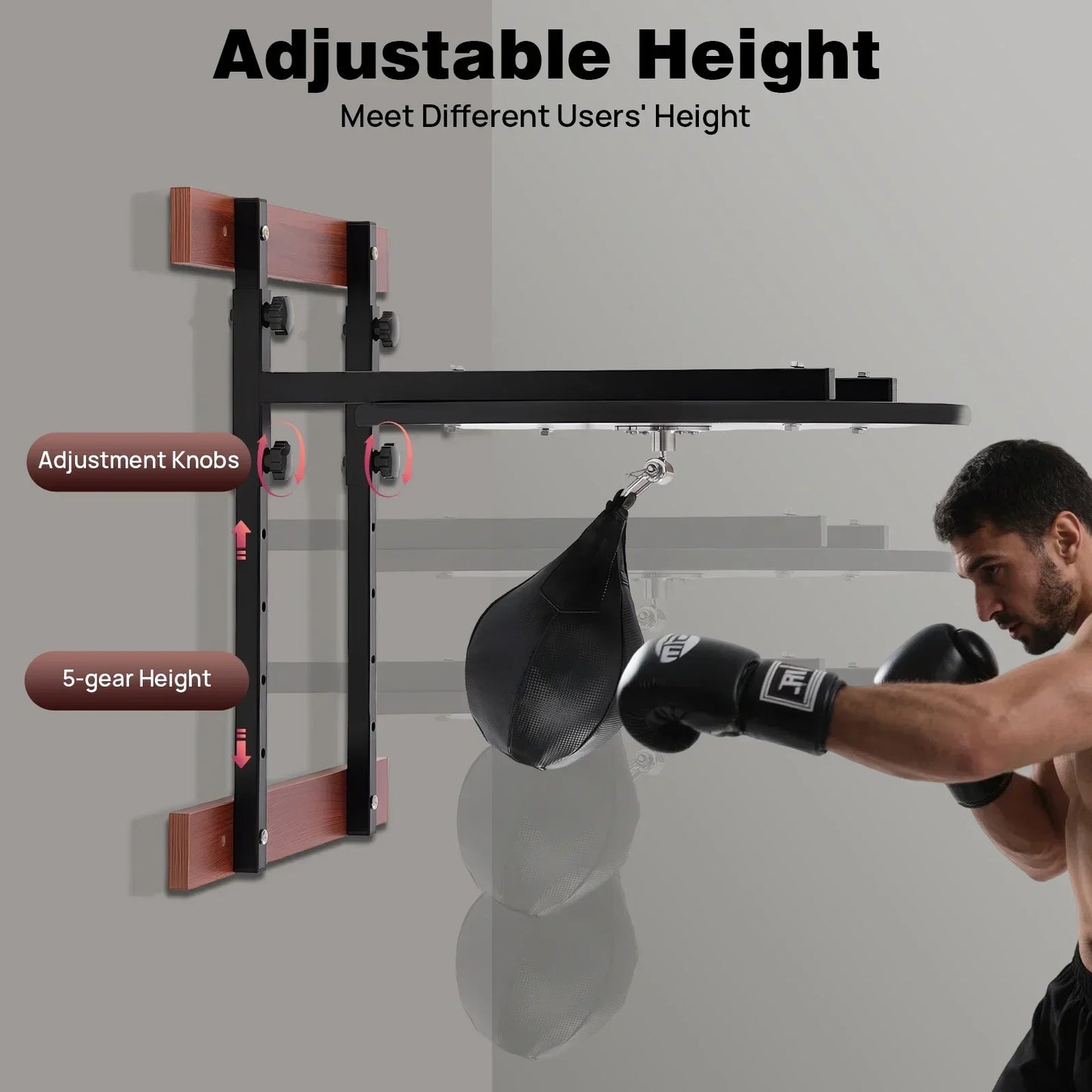 Adjustable Wall Mounted Speed Bag Platform With Pu Boxing Ball