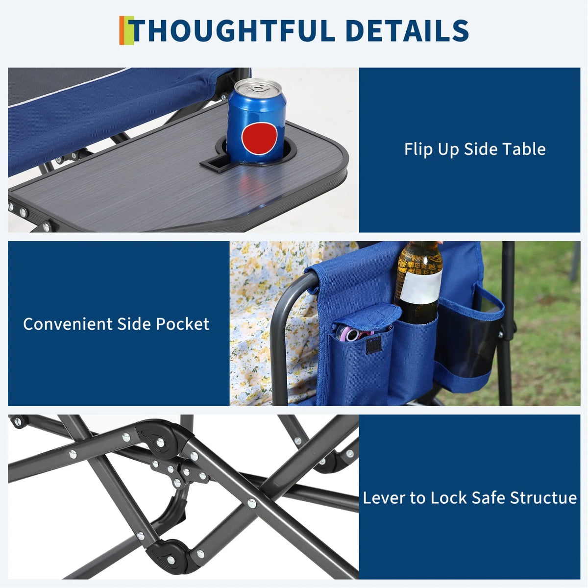 HiMISS Heavy Duty Folding Directors Chair With Side Table