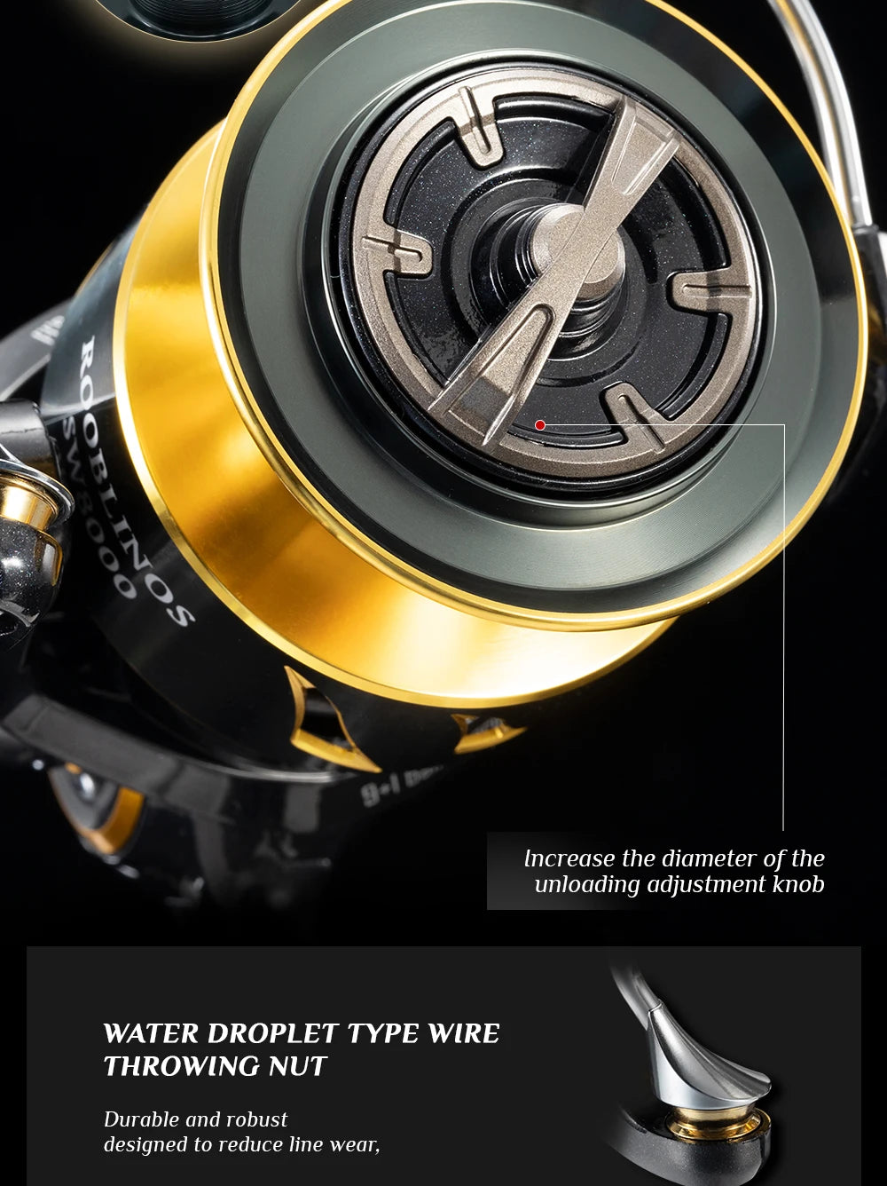 ROOBLINOS Saltwater Spinning Reel for Surf Fishing Aluminum Construction