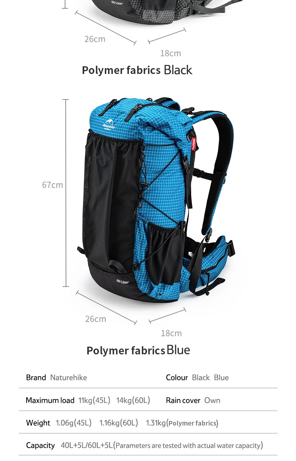 Naturehike Waterproof Hiking Backpack With Rain Cover