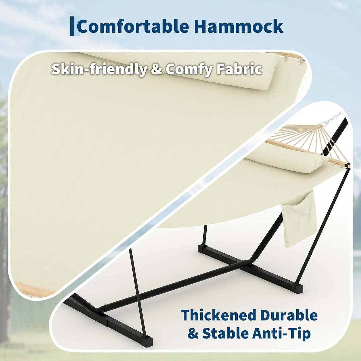 Hammock With Stand, Balance Rope And Pillow For Outdoor Relaxation