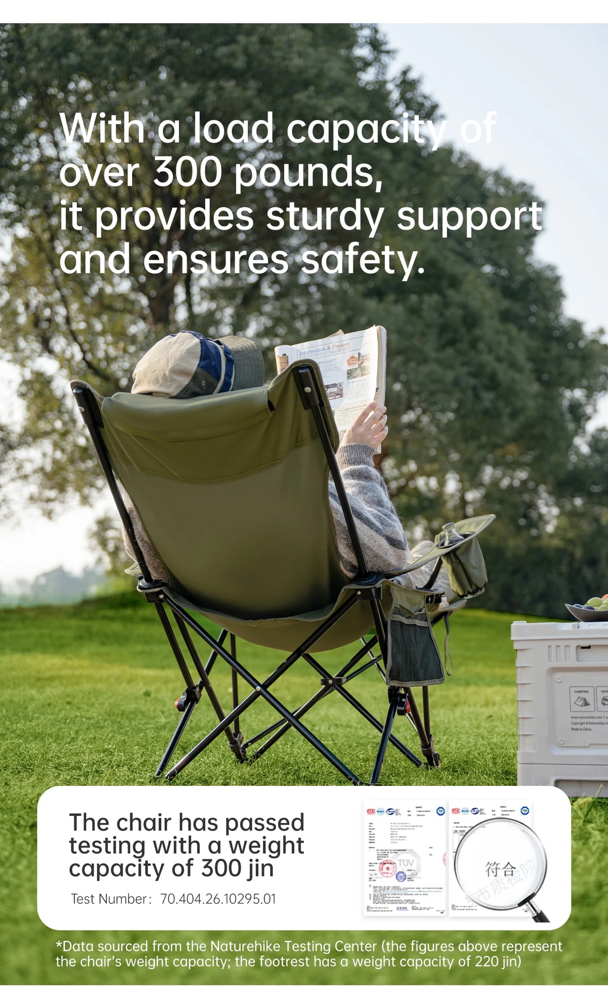 Naturehike Adjustable Folding Reclining Camping Chair With Footrest