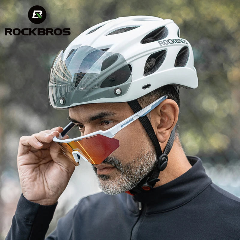 Rockbros Lightweight Cycling Helmet With Goggles For Road And Mountain