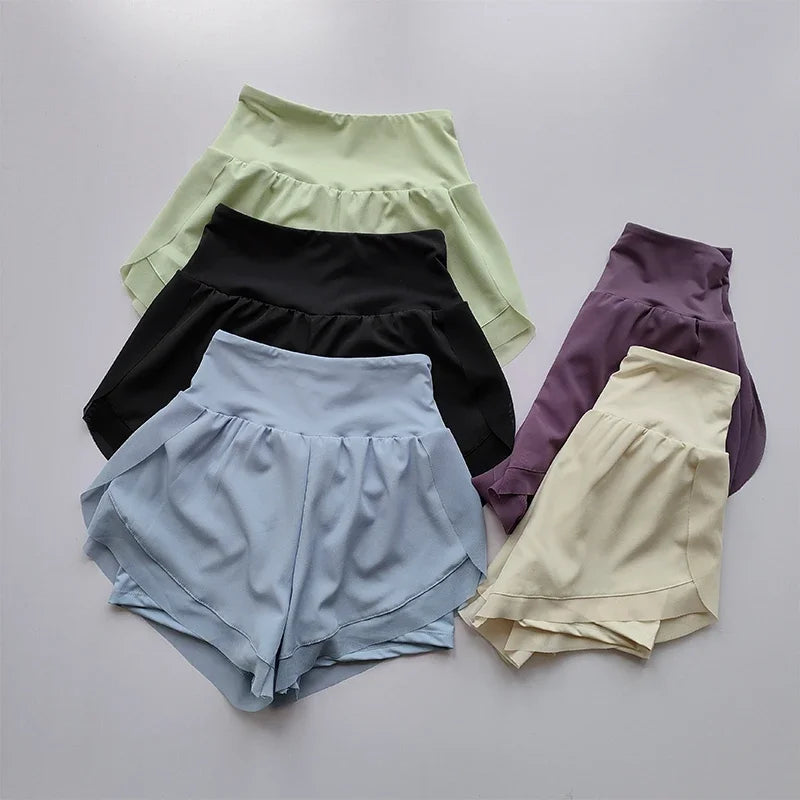 Summer Women's Sports Shorts Mesh 2 In 1 Quick-dry Yoga Shorts Breathable Fitness Shorts High Waist Fitness Running Shorts