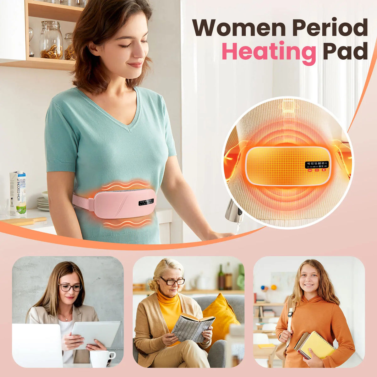 PASTSKY Electric Heating Vibration Waist Massage Belt for Period Relief
