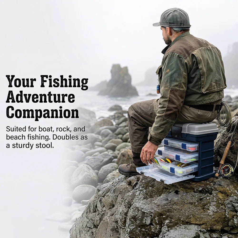 Portable Fishing Tackle Box Kit With Pliers And Lures Storage