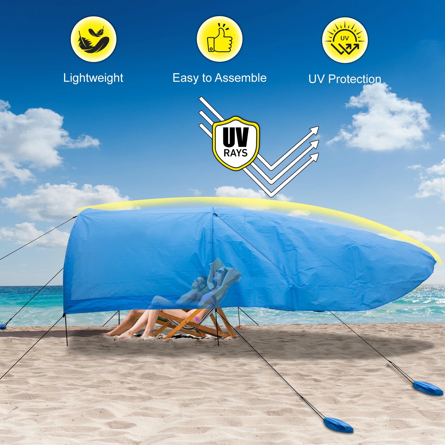 Beach Shade Canopy For 8 People Wind Assisted Setup