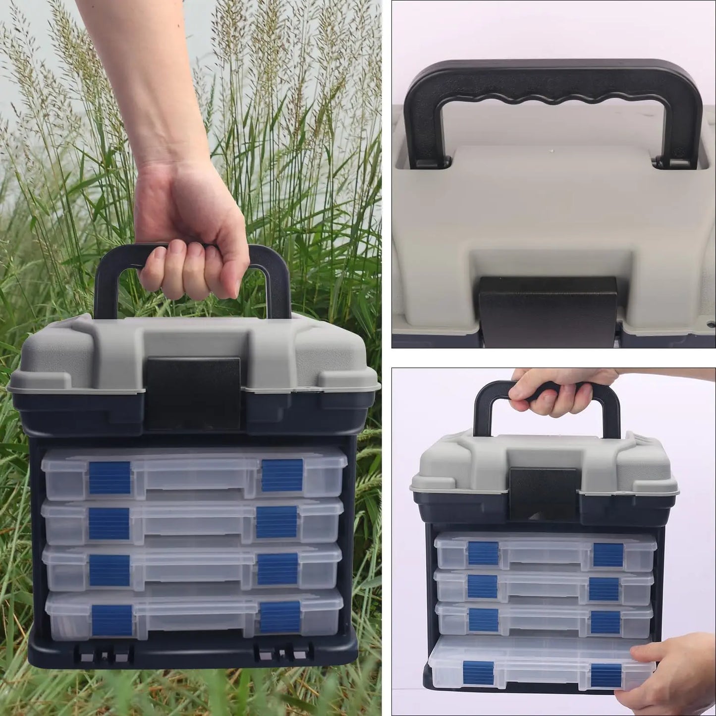 Portable Fishing Tackle Box Kit With Pliers And Lures Storage