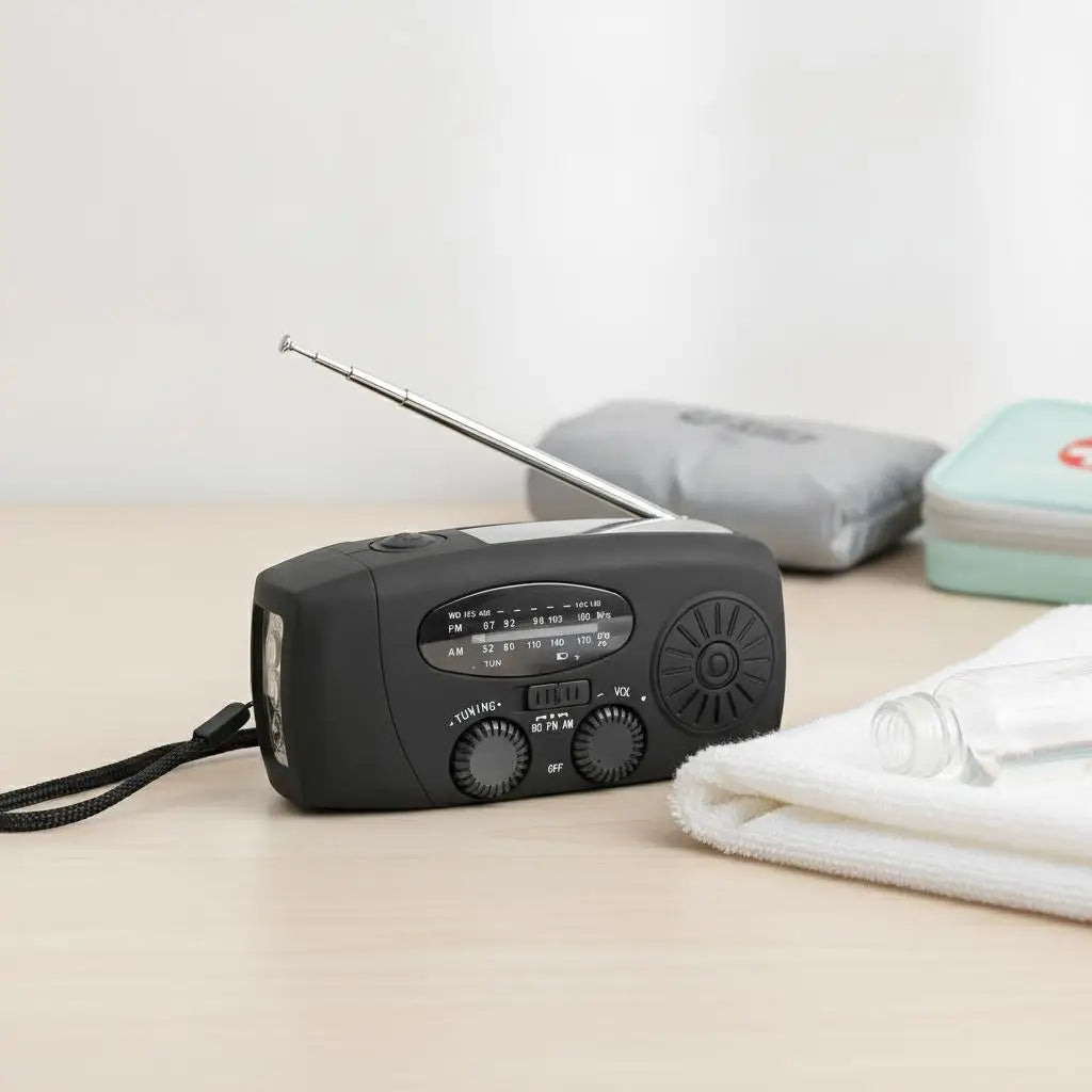 Portable Solar Hand Crank Emergency Radio With Power Bank