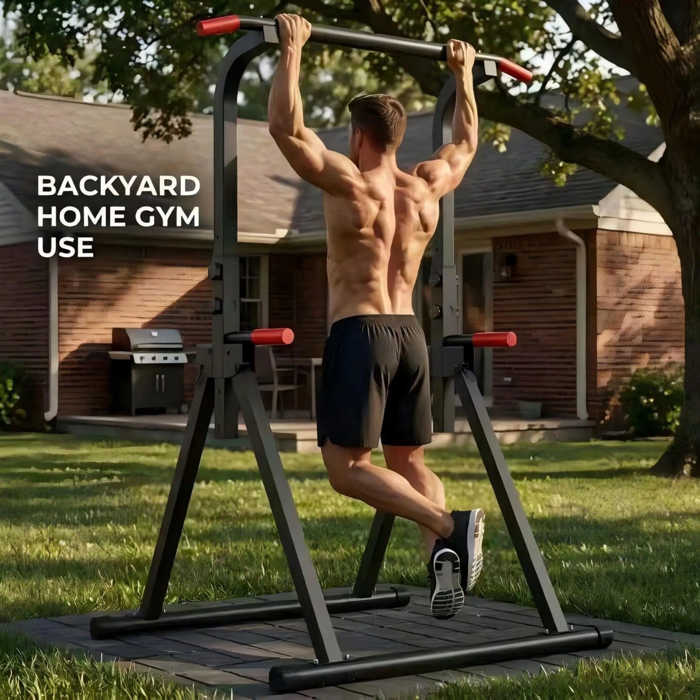 Foldable Power Tower Pull Up Bar Dip Station Strength Home Gym